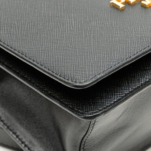 PRADA Black Leather Saffiano Shoulder Bag - Picture 5 of 11